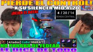 MACARIUS PIERDE EL CONTROL POR EL SCORE DE SU SILENCER MID 4/20!! ASAO LES PIDE QUE DEJEN EL DOTA 2