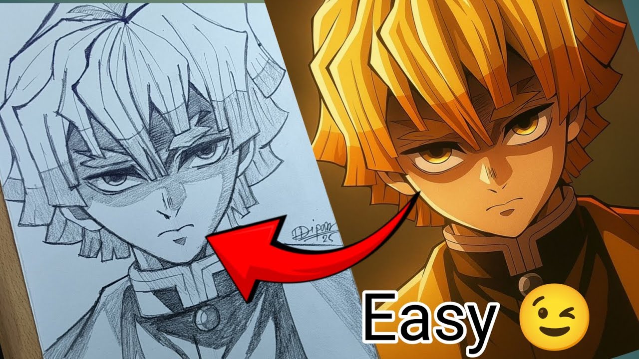 Demon Slayer Zenitsu Easy Drawing | Pencil Only | For Beginners