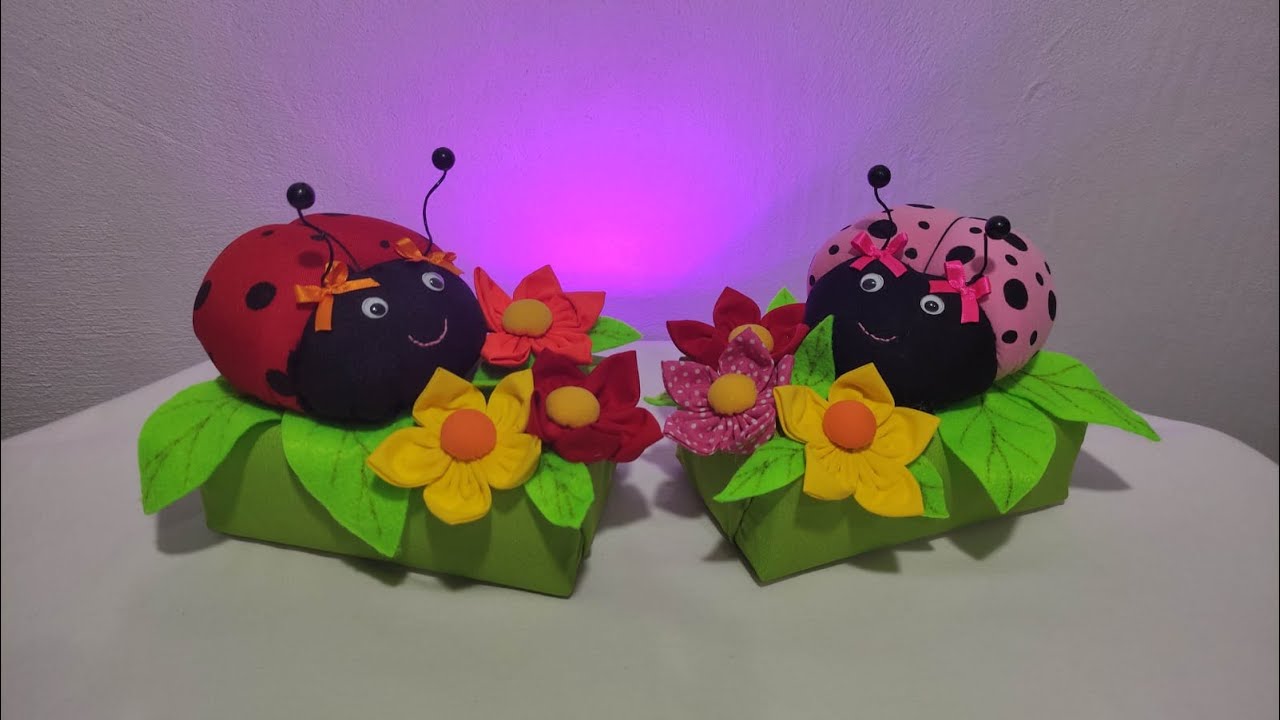 Artesanato como fazer joaninha peso de porta  feito com fuxico todo a mão - vem aprender!