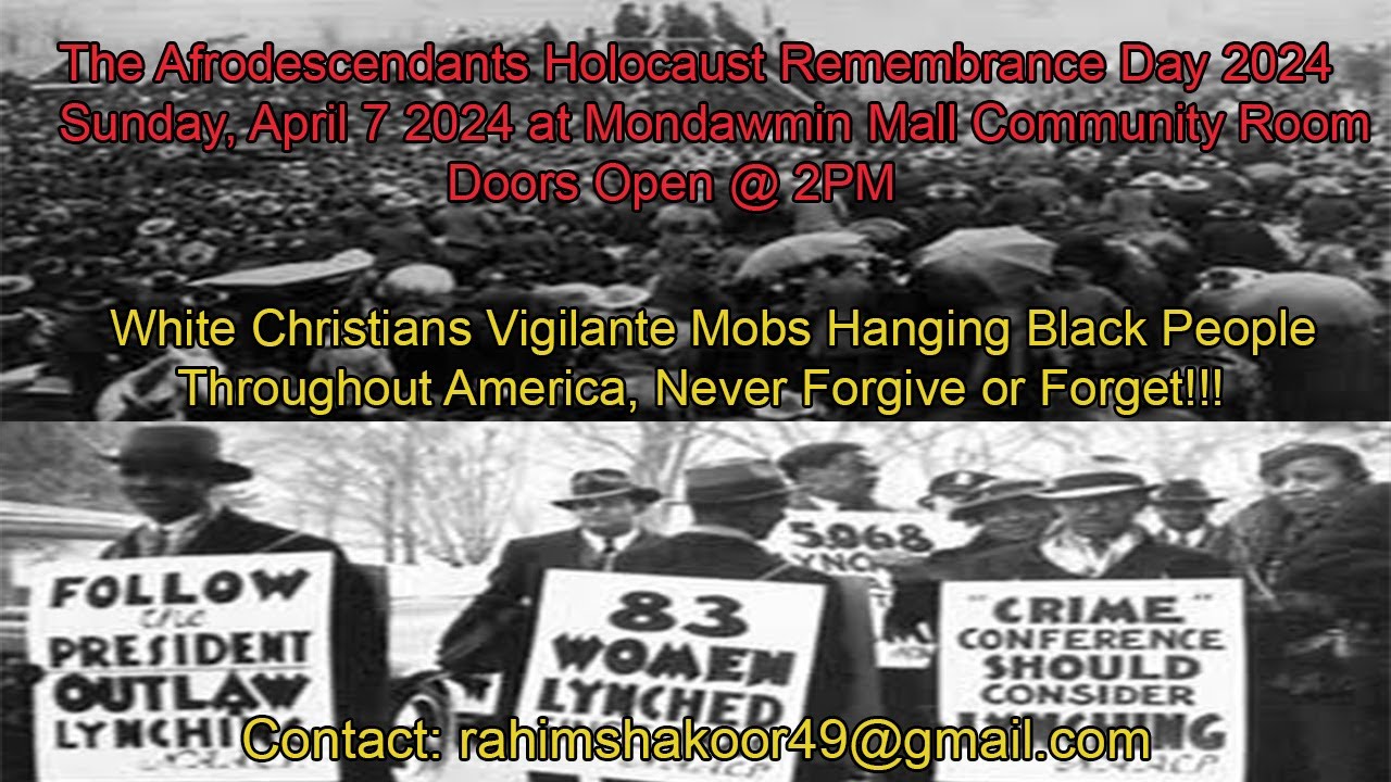 The Afrodescendants Holocaust Remembrance Day 2024 at Mondawmin Mall Community Room Doors open