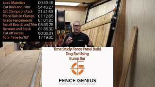 Time Study 2 Rail 2 Trim Dog Ear Fence Panel using Bump Bar on Fence Genius V2 0 Rack