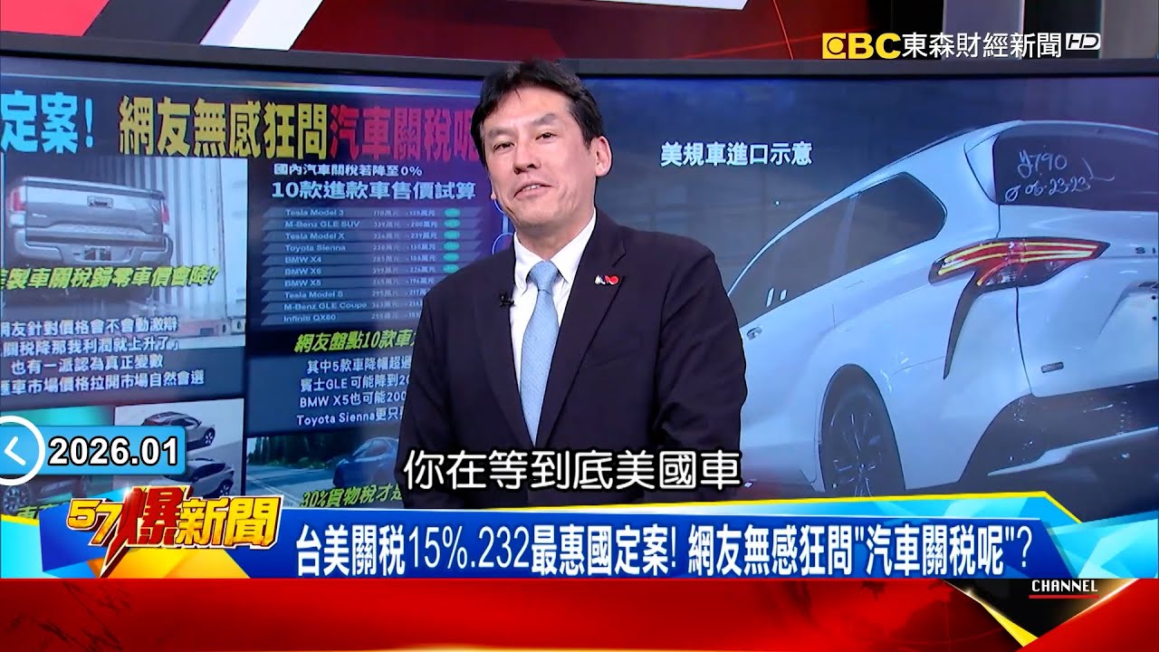 台美關稅15%、232最惠國定案！網友狂問「汽車關稅呢」甜甜價美規車真會來？！ 【57爆新聞】 