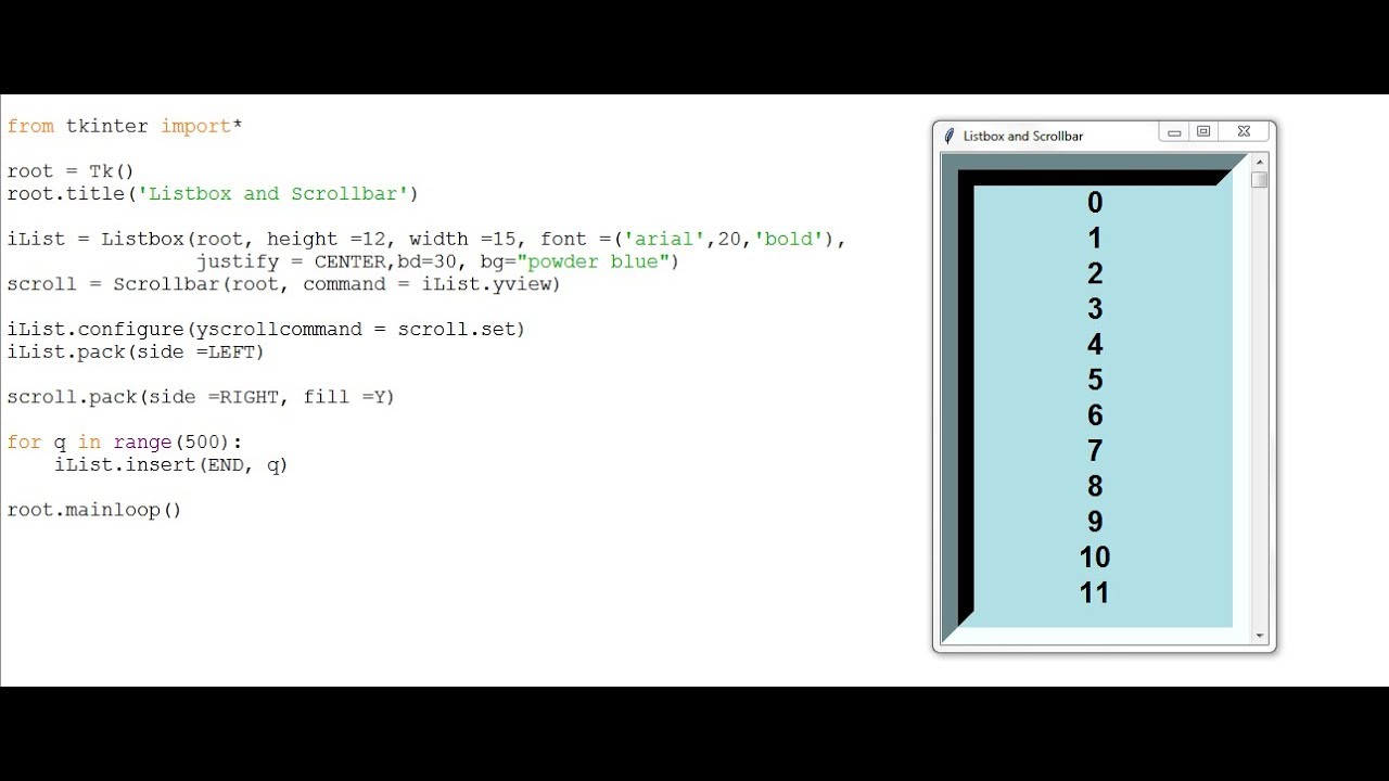 How To Create A Listbox With Scrollbar In Python Youtube