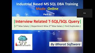 80. Basic SQL &amp; SQL DBA Interview Questions &amp; Answers | Find 2nd Max Salary  and Department-Wise