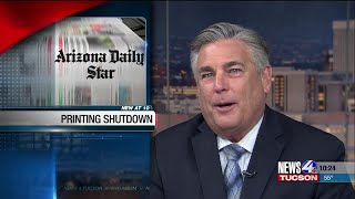 The arizona daily star is shutting down its printing press and
packaging facility.