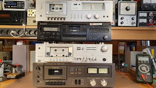 Testing 4 cassette decks I repaired