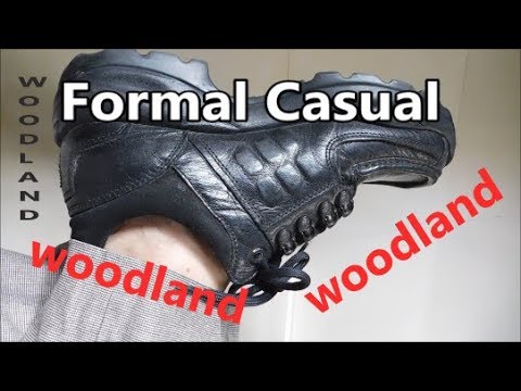 woodland black leather casual shoes