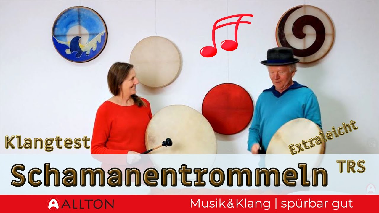 Schamanentrommeln leicht, Klangvergleich der unterschiedlichen Größen: 41 cm, 46 cm, 56 cm und 76 cm