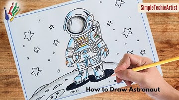 How to Draw an Astronaut Step by Step Easily | Simple Astronaut Drawing Tutorial for Kids & Beginner