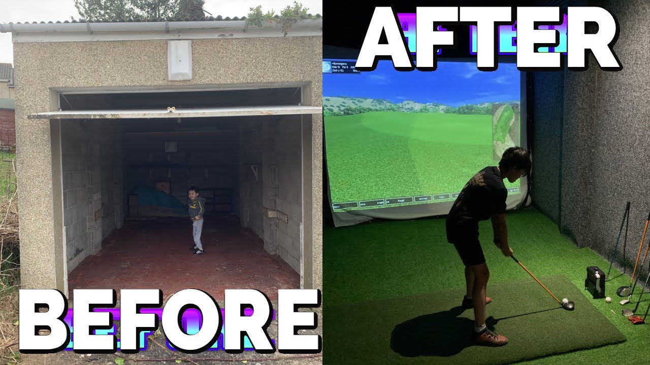 DIY garage golf simulator with skytrak launch monitor YouTube
