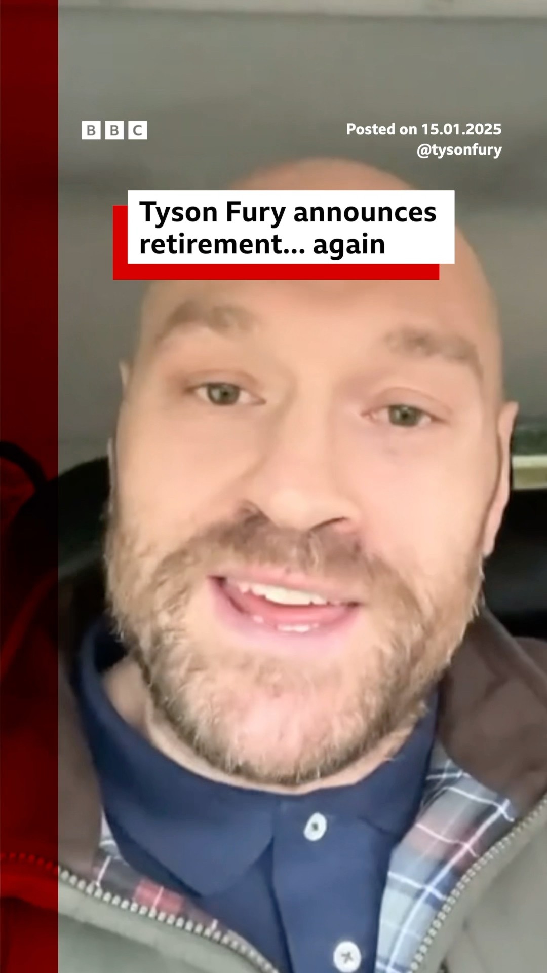 Former world heavyweight champion Tyson Fury announces his retirement from boxing. #BBCNews