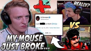 Ninja Vs Hacked Drdisrespect Tfue Angry After Breaking His Mouse In A Pro Game