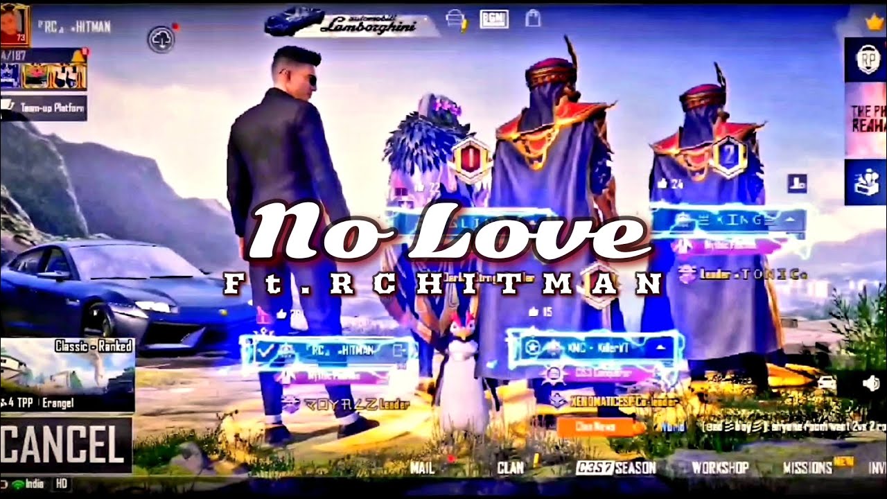 NO LOVE - SHUBH Ft. RCHITMAN | BGMI LOBBY VIDEO | LOBBY EDIT PUBG | 