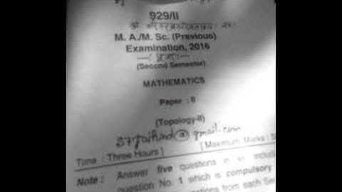 QUESTIONS PAPER OF TOPOLOGY 2016 2ND SEMESTER MSC MATHEMATICS DDU GORAKHPUR UNIVERSITY+91 7007860070