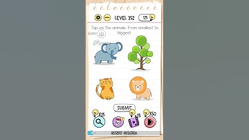 Brain Test level 352 ( Tap on the animals, from smallest to biggest. )