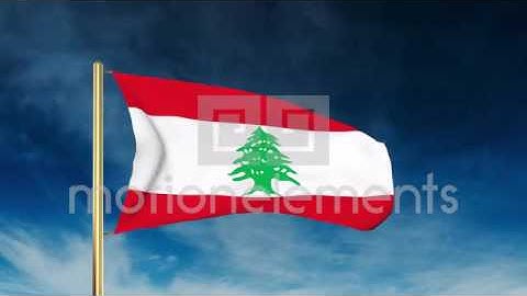Lebanon Flag Slider Style. Waving In The Win With Cloud Background Animation Stock Animation