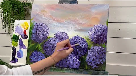 The EASIEST way To PAINT HYDRANGEAS ~ step by step on acrylics
