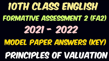 10th Class English FA2 Principles of Valuation | Answers (Key) | Formative Assessment 2 | 2021