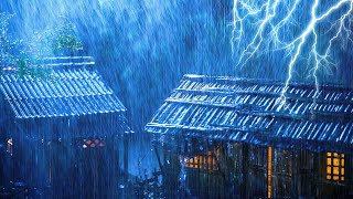 Heavy Rain and Lightning on the Corrugated Sheet Roof for⚡Sound of Rain and Thunder