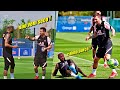 MESSI CHEGA MITANDO NO TREINO COM NEYMAR E SERGIO RAMOS !!