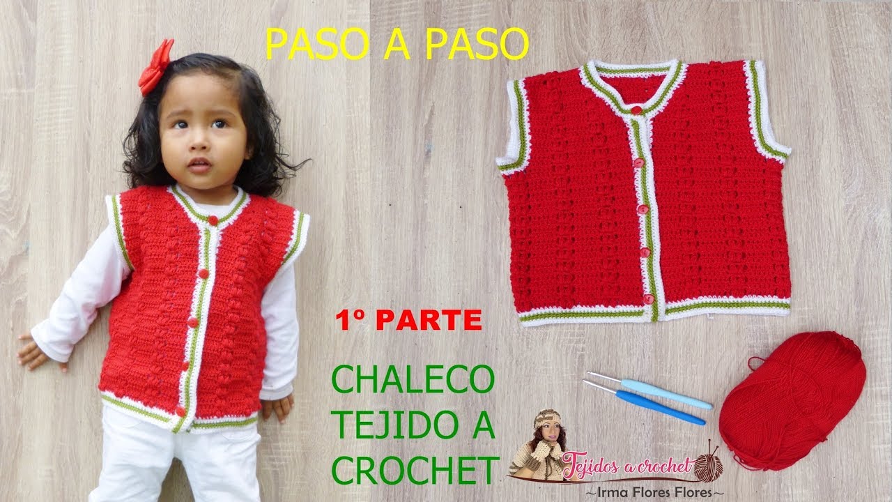 Chaleco para niños tejido en crochet punto facil de tejer /1º parte -