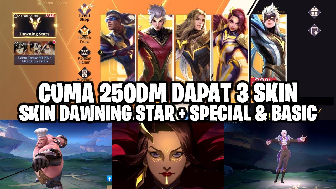 CUMA 250 DM DAPAT 3 SKIN! DAWNING STAR ESMERALDA + SKIN SPECIAL DAN SKIN BASIC! MOBILE LEGENDS