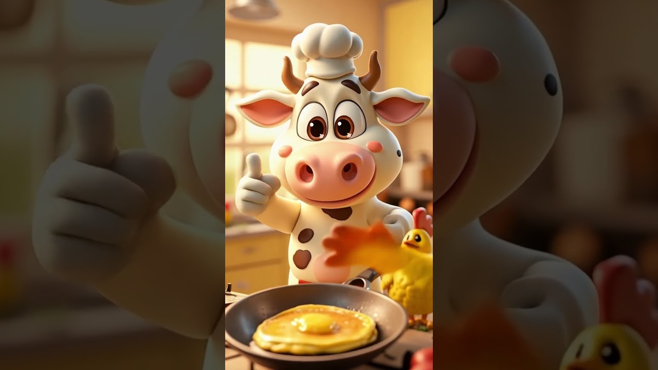 “Cow Chef’s Giant Pancake Flip! 🐮🥞 | Funny 3D Cartoon for Kids”