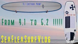 9,1 to 5,2 (Longboard to short shortboard) CustardPoint to Softech, Surfing Cornwall.