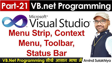Part-21- Beginners Vb.net Tutorial in Hindi-Menu Strip, Context Menu Strip | Visual Studio By Arvind