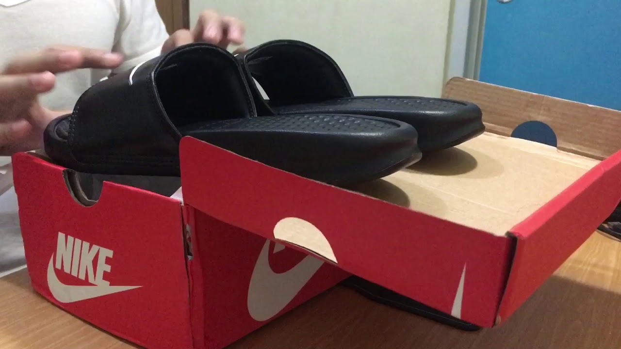 nike benassi original vs palsu