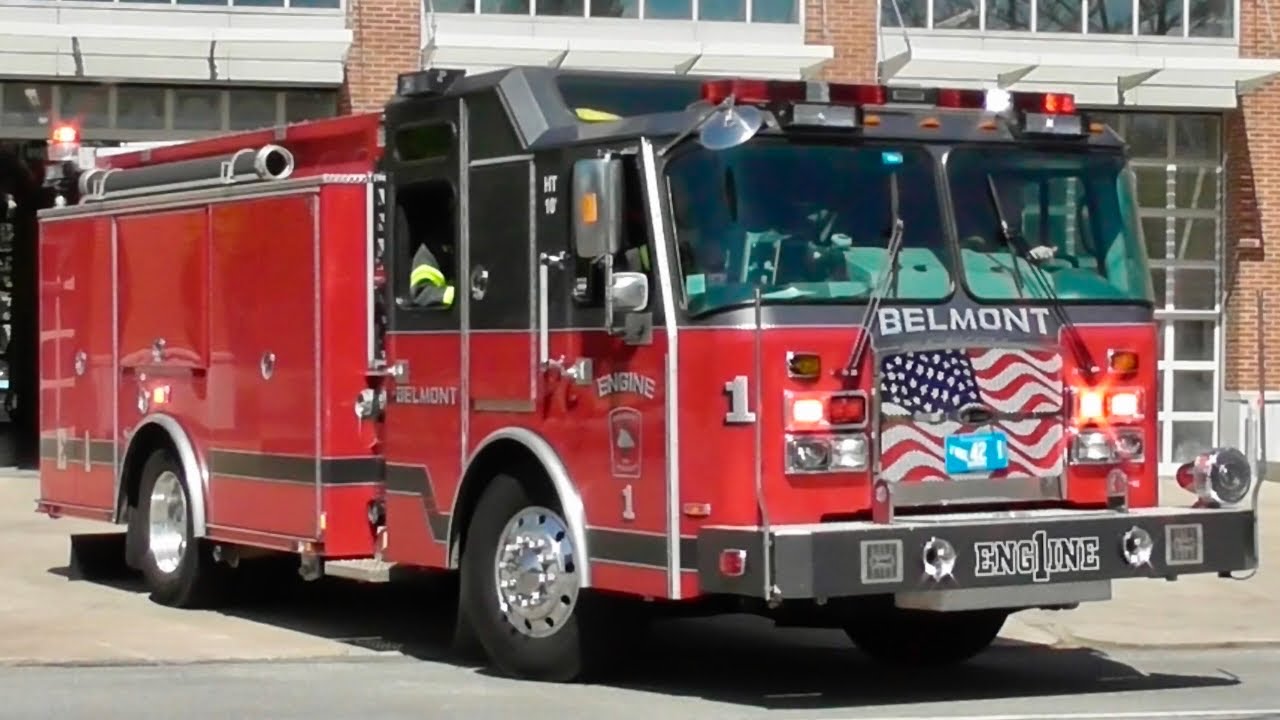 Belmont, MA Fire Department Engine 1 & Car 3 Responding