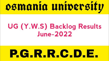 UG (Y.W.S) Backlog Results | OU | PGRRCDE