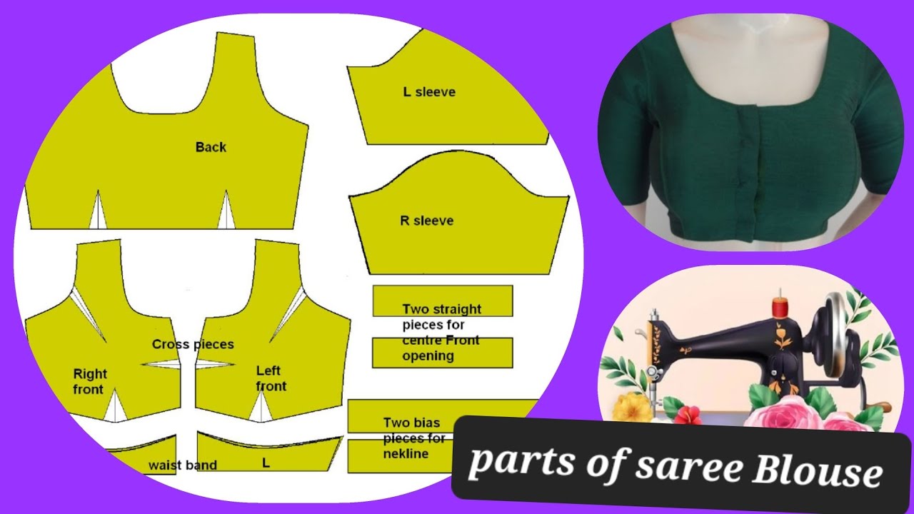 easy method to cut saree blouse parts of saree blouse youtubevideos 
