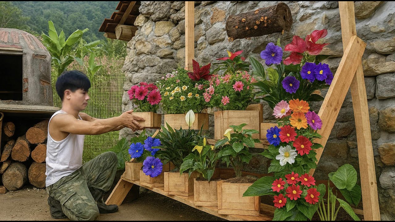 CEO Left the City for the Forest: Handmade Wooden Flower Rack, Decorating a Natural Home