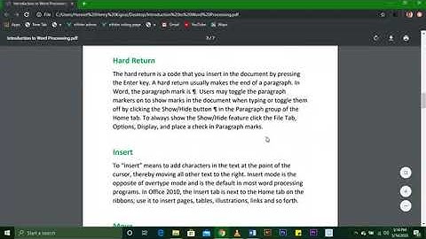 Introduction To word Processing Notes Part One
