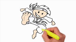 Coloring Pages-How to draw a boy doing karate punch - How to draw a boy doing karate punch