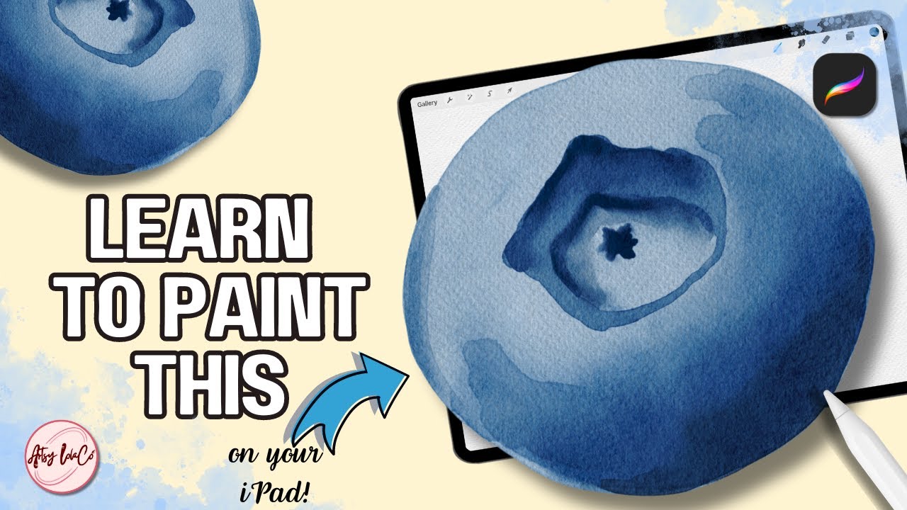 WATERCOLOR EASY Blueberry Tutorial on Procreate in Simple steps!