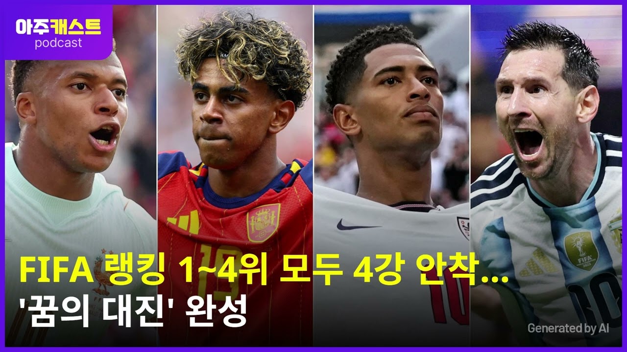 [북중미 월드컵] FIFA 랭킹 1~4위 모두 4강 안착…꿈의 대진 완성