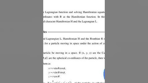 MSc 1 sem1 Lecture on classical mechanics unit3 examples on Roudhs procedure