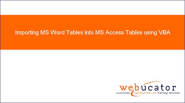 Importing MS Word Tables into MS Access Tables using VBA