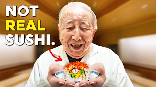 90 Yr Old Sushi Chef Tries American Sushi For The First Time