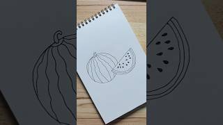 Easy Watermelon Drawing 🍉||Cute Watermelon Sketch for Beginners #youtube #shorts #art #watermelon