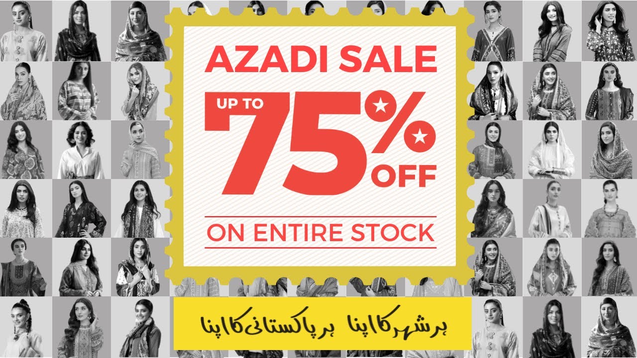 Azadi Sale - upto 75% off on entire stock