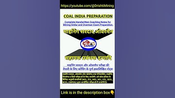 Complete Handwritten Coaching Notes for Mining Sirdar and Overman Exam Preparation