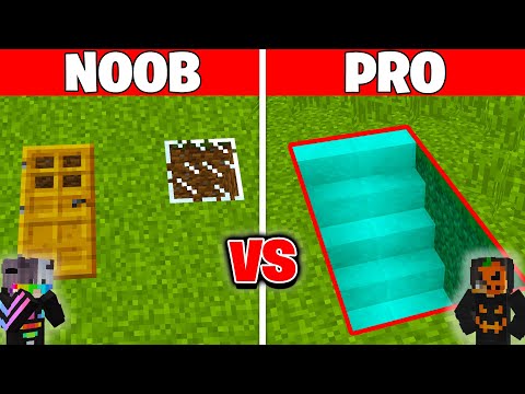 NOOB vs PRO: GİZLİ YER ALTI SIĞINAĞI YAPI KAPIŞMASI! - Minecraft