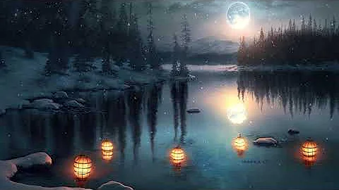 Relaxing Floating Lanterns - Winter Outdoor Ambience | 8 Hours | 4K