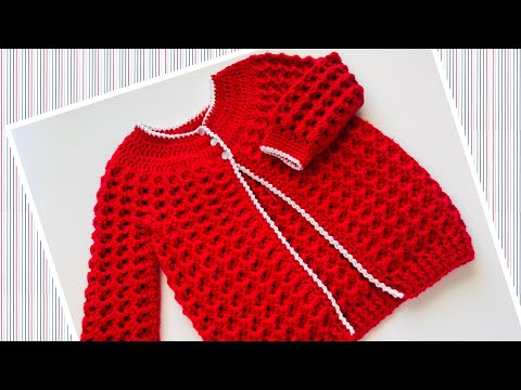 Crochet cardigan sweater or coat for girls in various sizes @Crochet For Baby