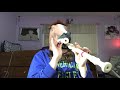 Chopsticks on two recorders with a horse mask