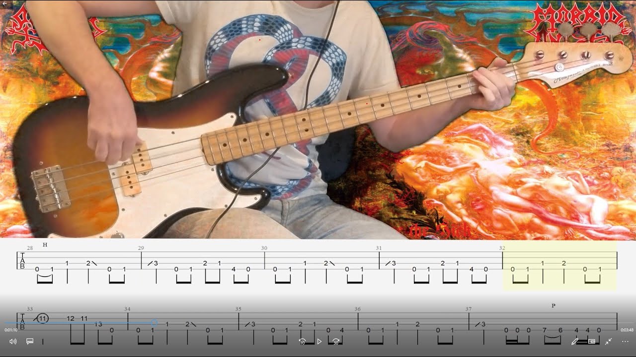 Blessed are the sick -Morbid angel- Bass playalong with tab (standard tuning)