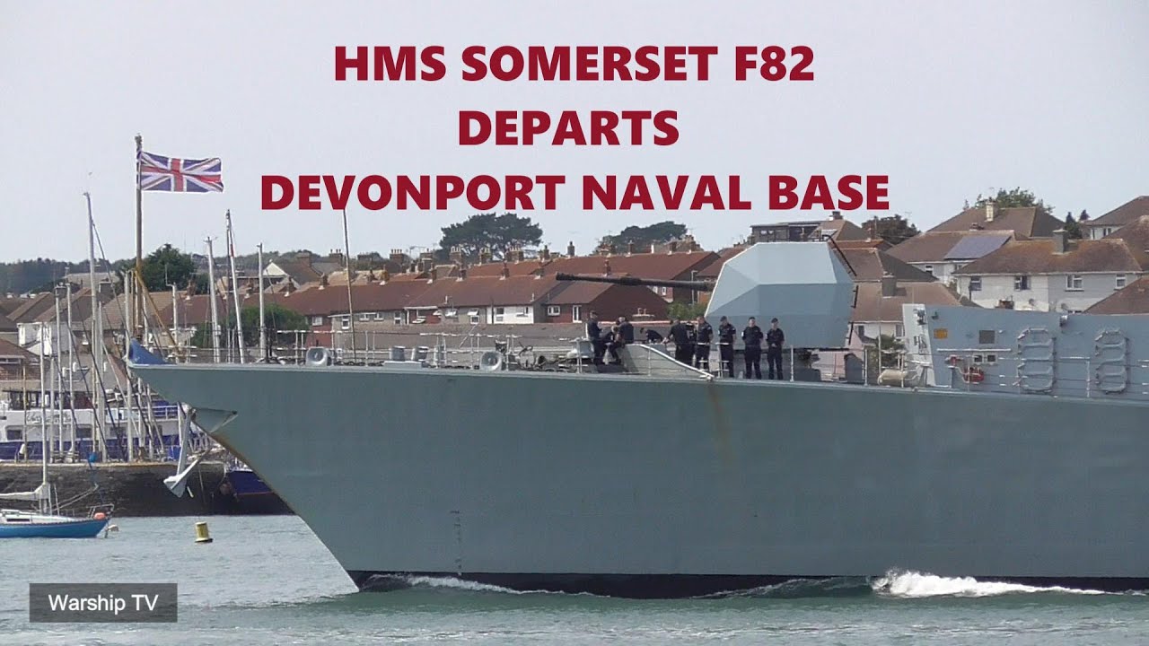 ROYAL NAVY TYPE 23 FRIGATE HMS SOMERSET F82 LEAVES DEVONPORT NAVAL BASE AND HEADS TO SEA  15.8.25